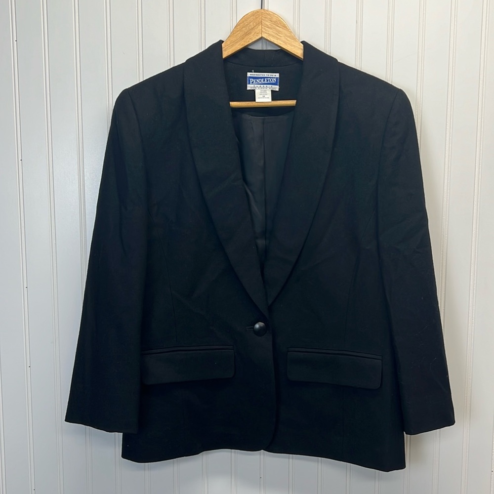 Women’s Pendleton 100% Wool‎ Black Blazer Sz 10